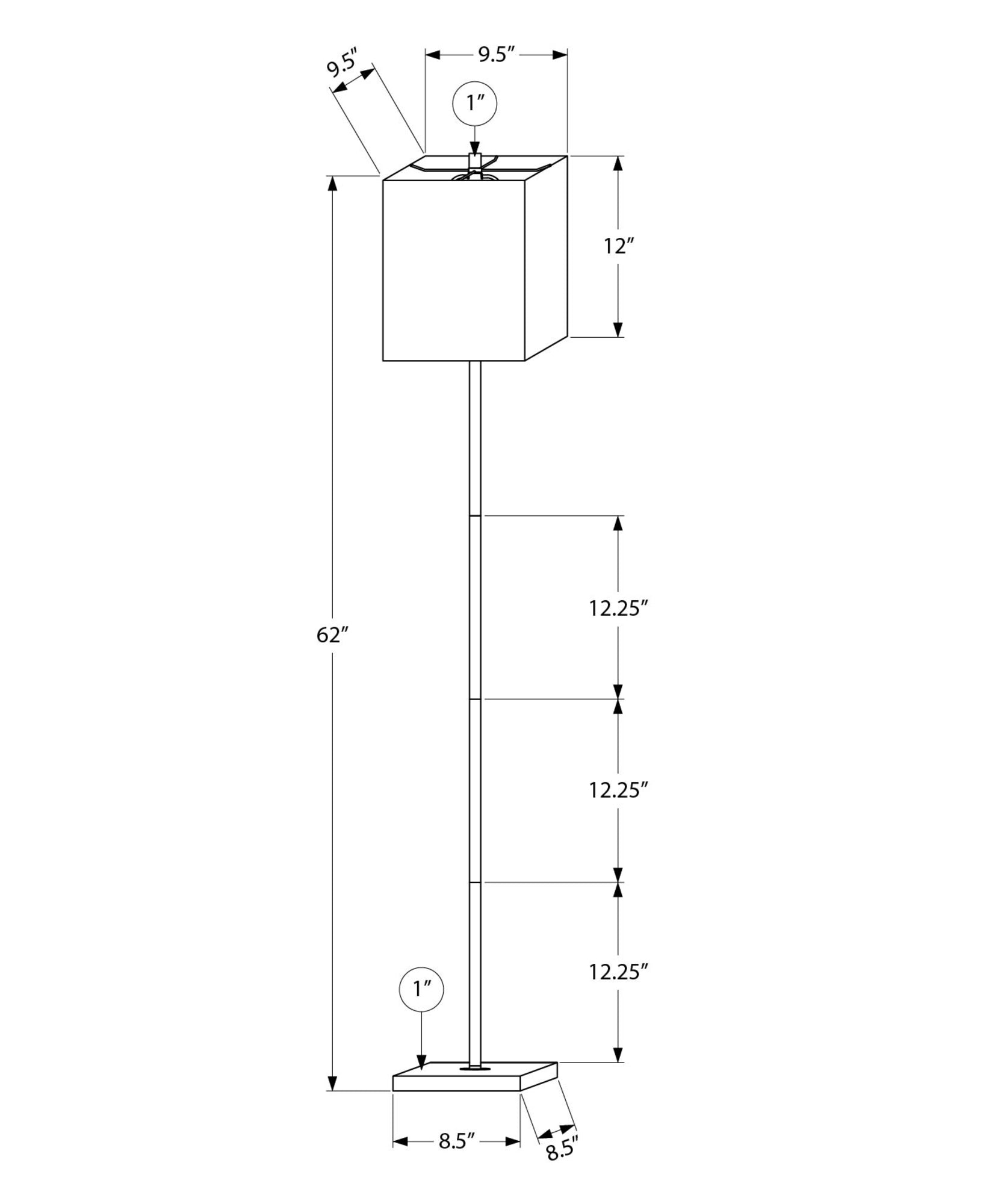 MN-419685    Lighting, 62"h, Floor Lamp, Black Metal, Black Shade, Contemporary