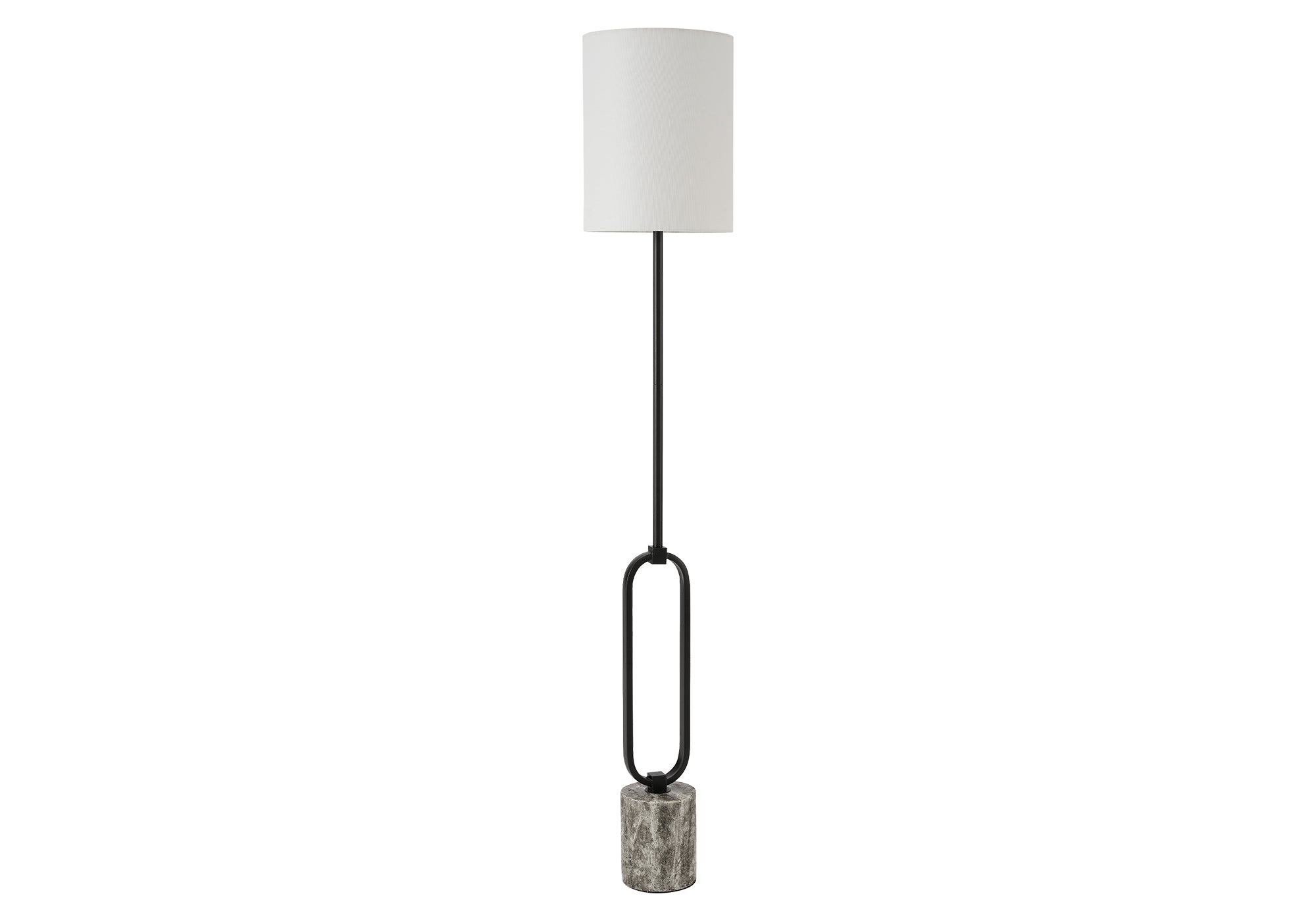 MN-429686    Lighting, 64"h, Floor Lamp, Black Metal, Ivory / Cream Shade, Contemporary