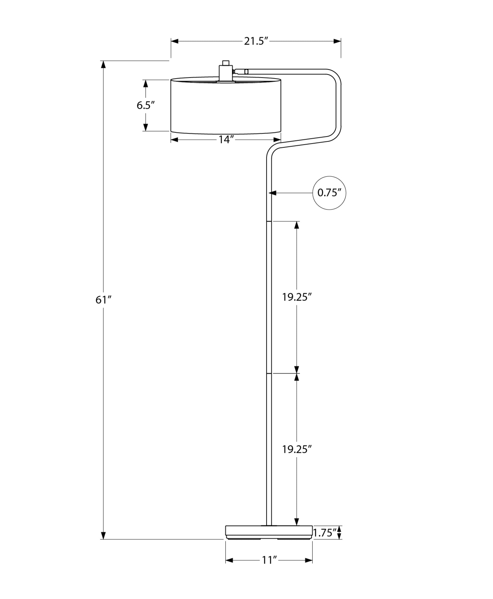 MN-779690    Lighting, 61"H, Floor Lamp, Black Metal, Beige Shade, Contemporary, Modern
