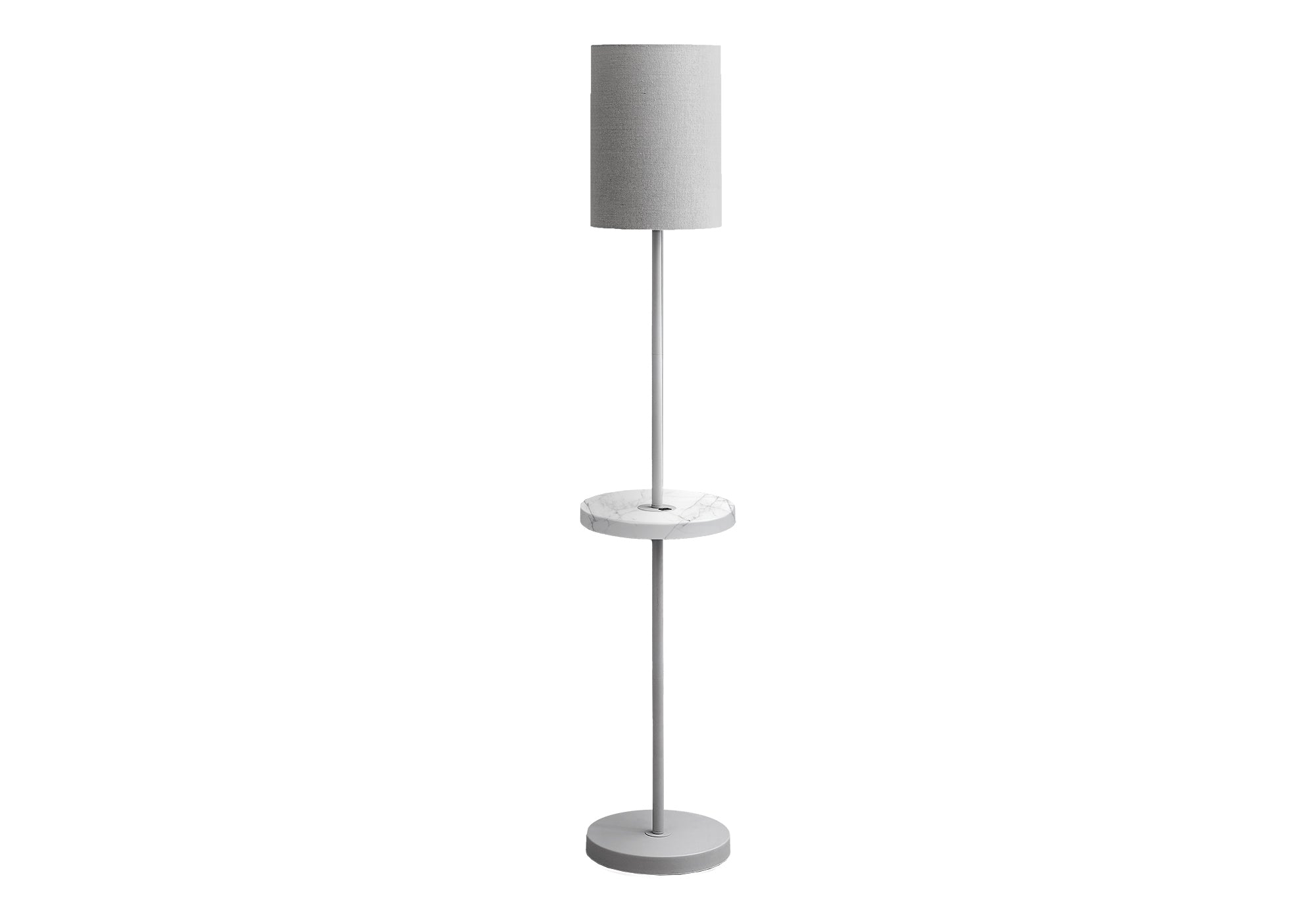 MN-B369692    Lighting, 62"H, Floor Lamp, Usb Port Included, Grey Metal, White Marble, Contemporary, Modern