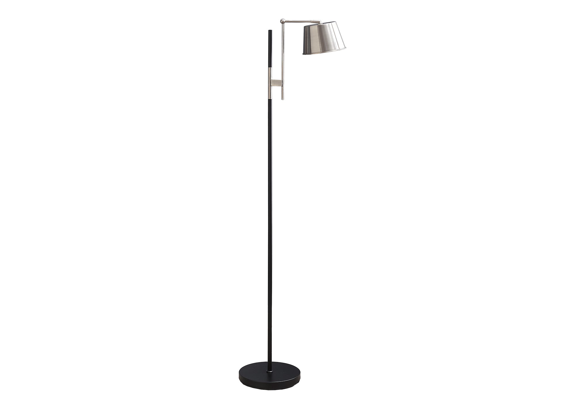 MN-809693    Lighting, 65"H, Floor Lamp, Black Metal, Nickel Shade, Contemporary
