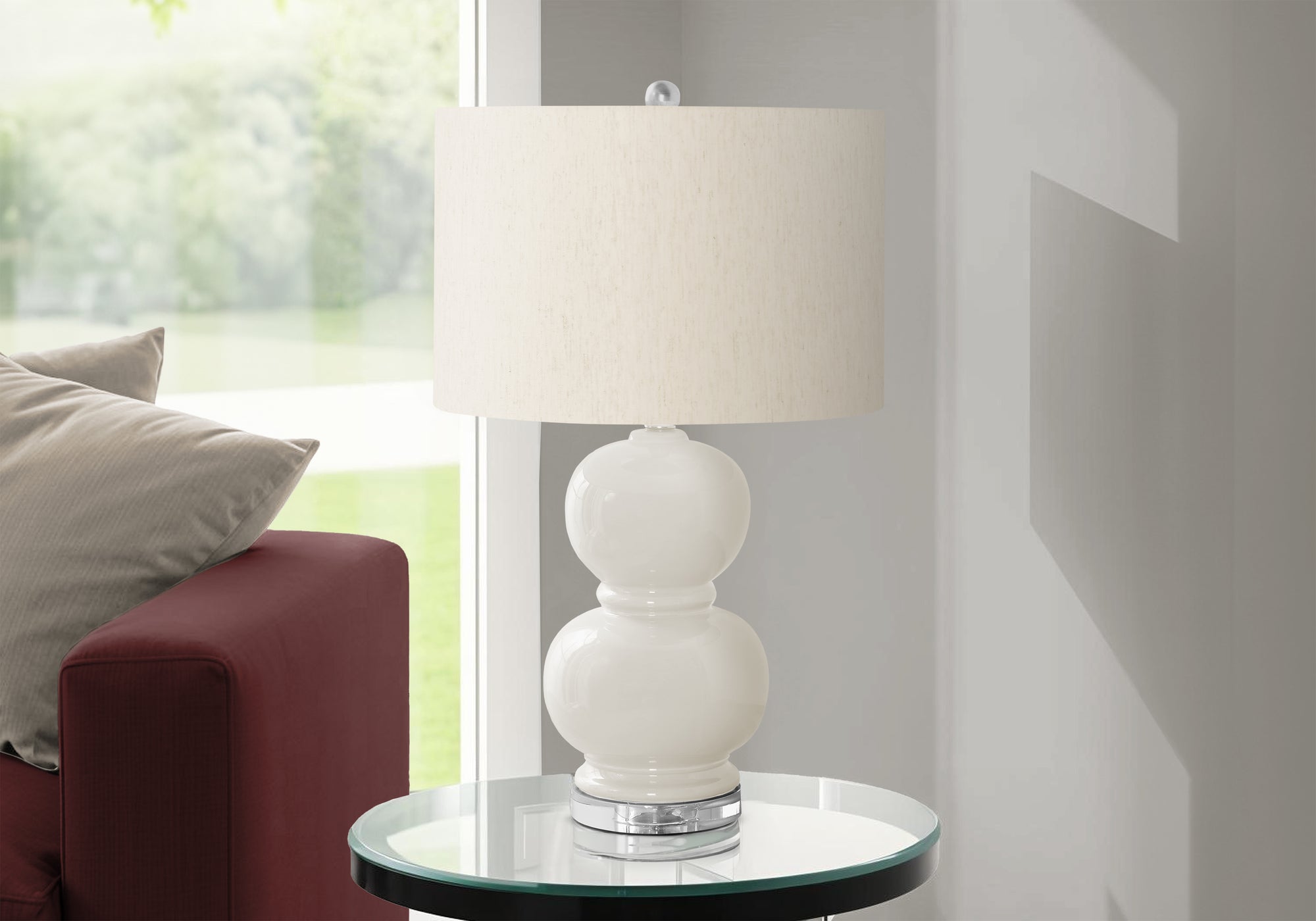 MN-339744    Lighting, 25"H, Table Lamp, Cream Ceramic, Ivory / Cream Shade, Contemporary, Modern