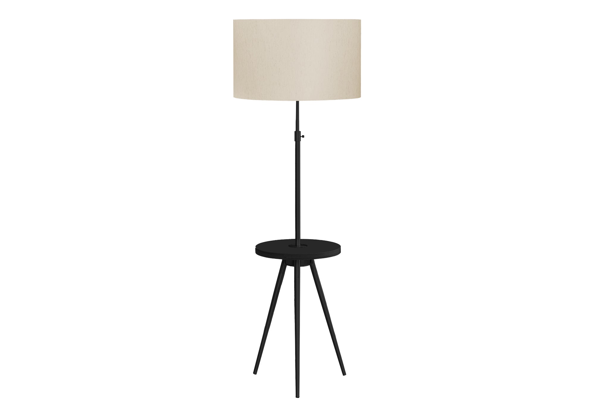MN-B539745    Lighting, Floor Lamp, 63"H, Black Metal, Ivory / Cream Shade, Contemporary