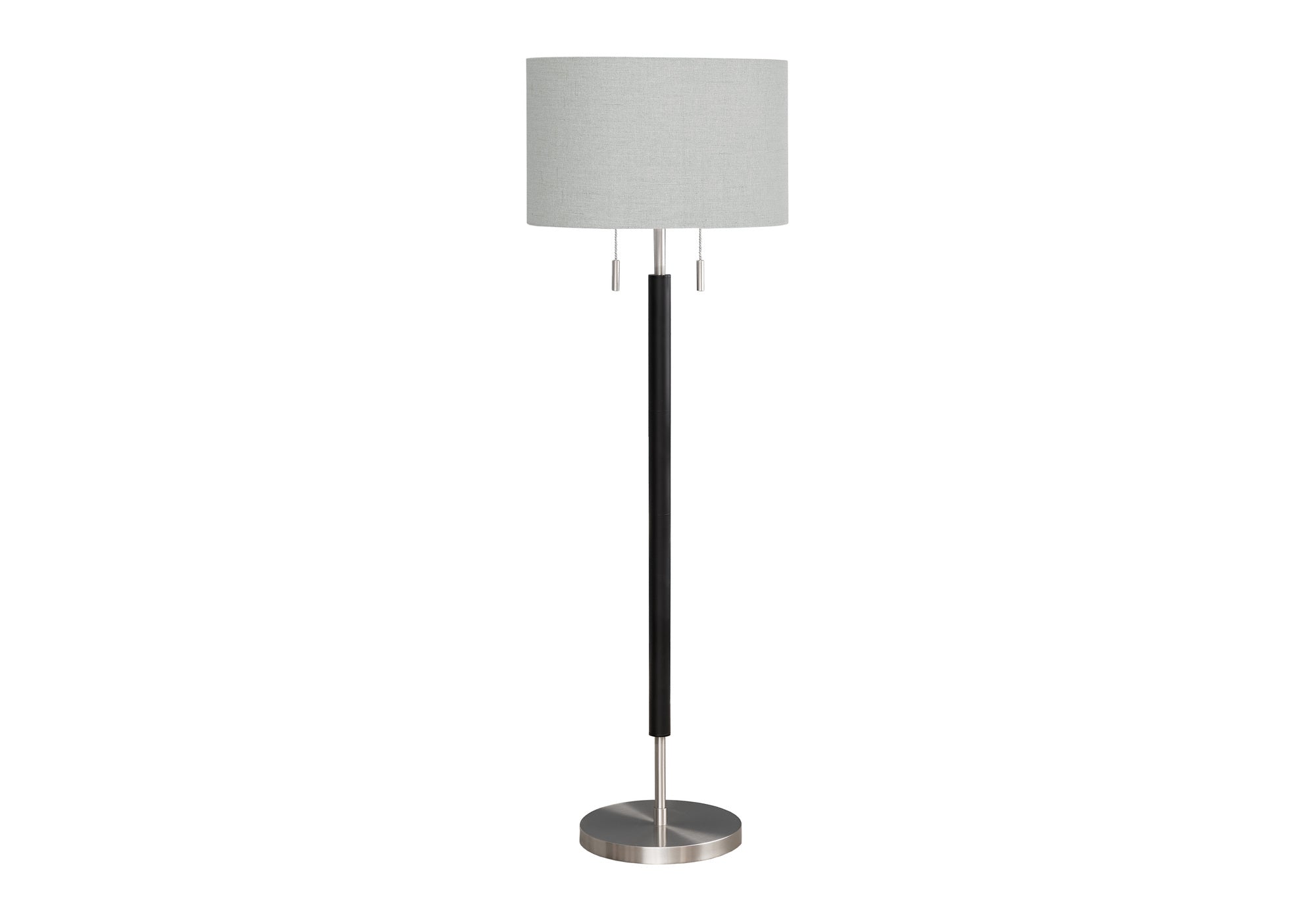 MN-369748    Lighting, 60"H, Floor Lamp, Nickel Metal, Grey Shade, Contemporary