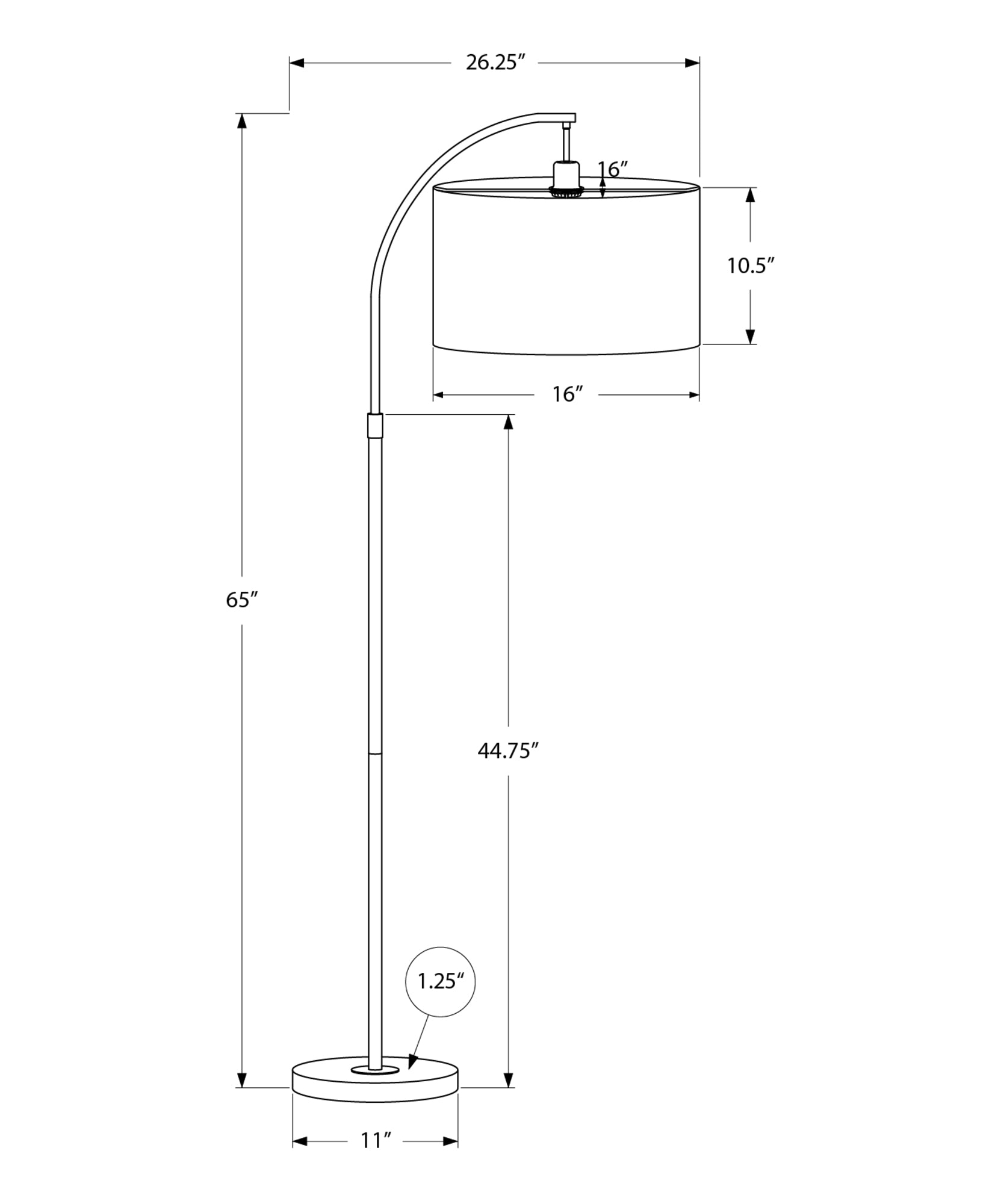 MN-B509750    Lighting, 65"H, Floor Lamp, Brass Metal, Ivory / Cream Shade, Contemporary