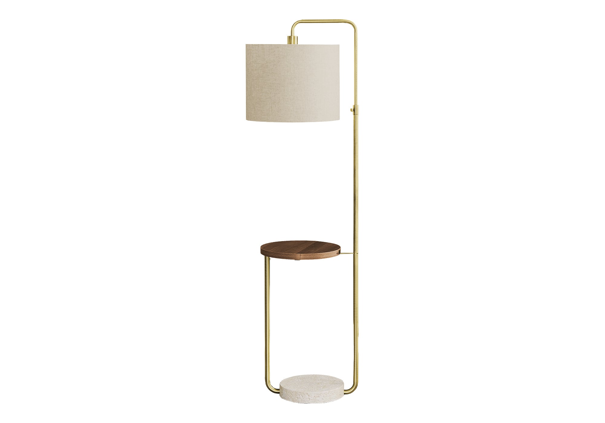 MN-B549754    Lighting, 67"H, Floor Lamp, Usb Port Included, Brass Metal, Beige Shade, Contemporary