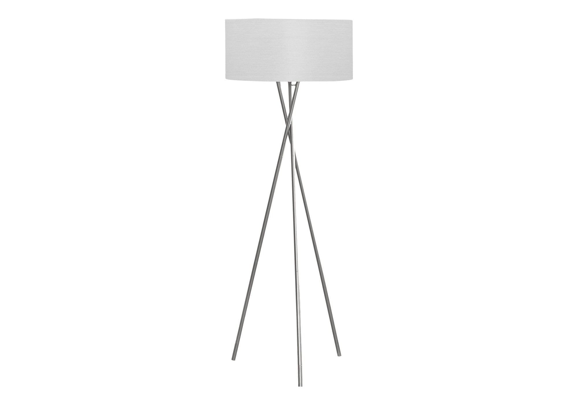MN-B43957    Lighting, 62"H, Floor Lamp, Nickel Metal, Grey Shade, Contemporary