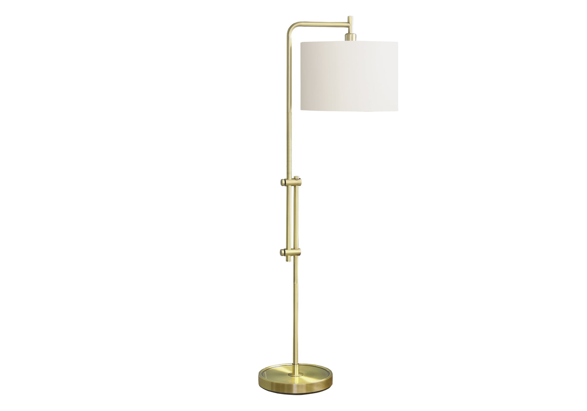 MN-B469761    Lighting, 63"H, Floor Lamp, Brass Metal, Ivory / Cream Shade, Contemporary