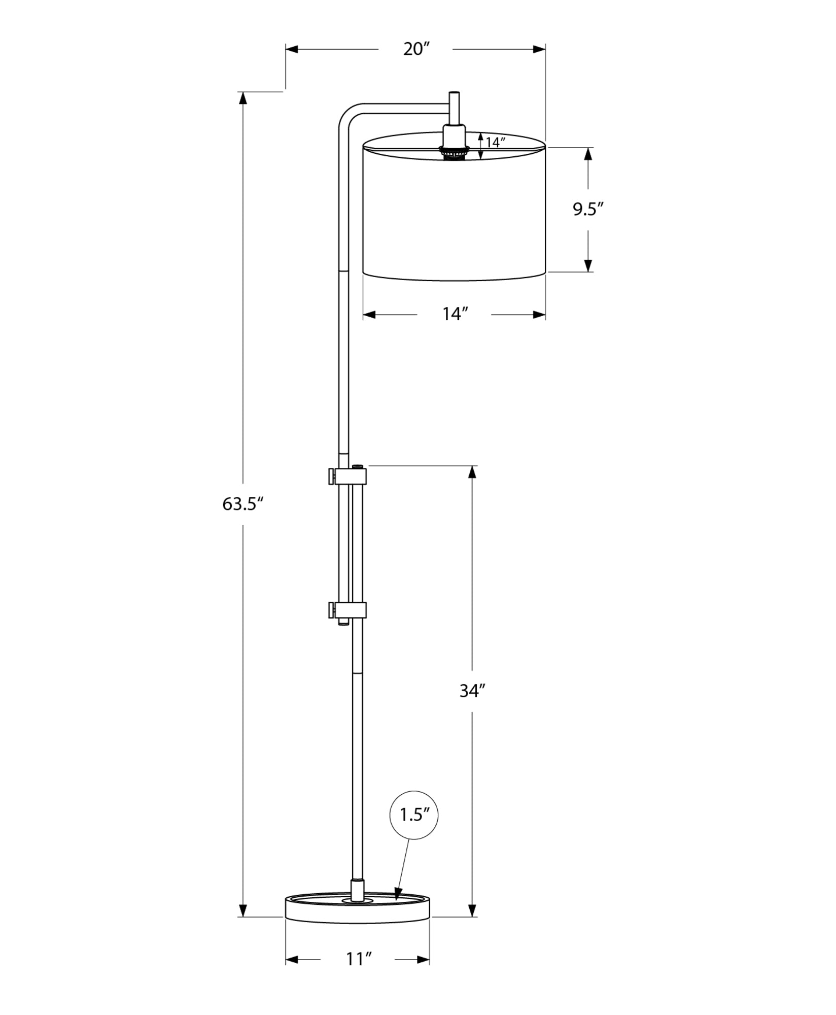 MN-B469761    Lighting, 63"H, Floor Lamp, Brass Metal, Ivory / Cream Shade, Contemporary