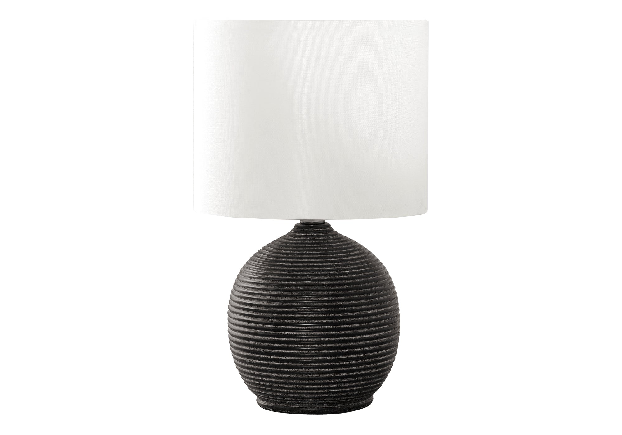 MN-519764    Lighting, 16"H, Table Lamp, Black Resin, Ivory / Cream Shade, Contemporary