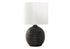 MN-519764    Lighting, 16"H, Table Lamp, Black Resin, Ivory / Cream Shade, Contemporary