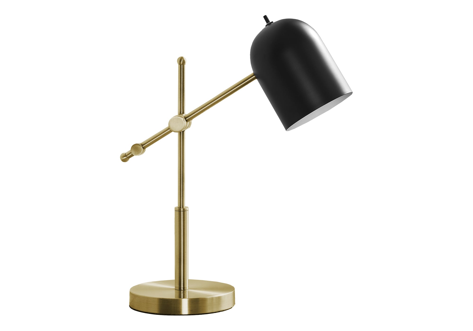 MN-539766    Lighting, 18"H, Table Lamp, Brass Metal, Black Shade, Contemporary