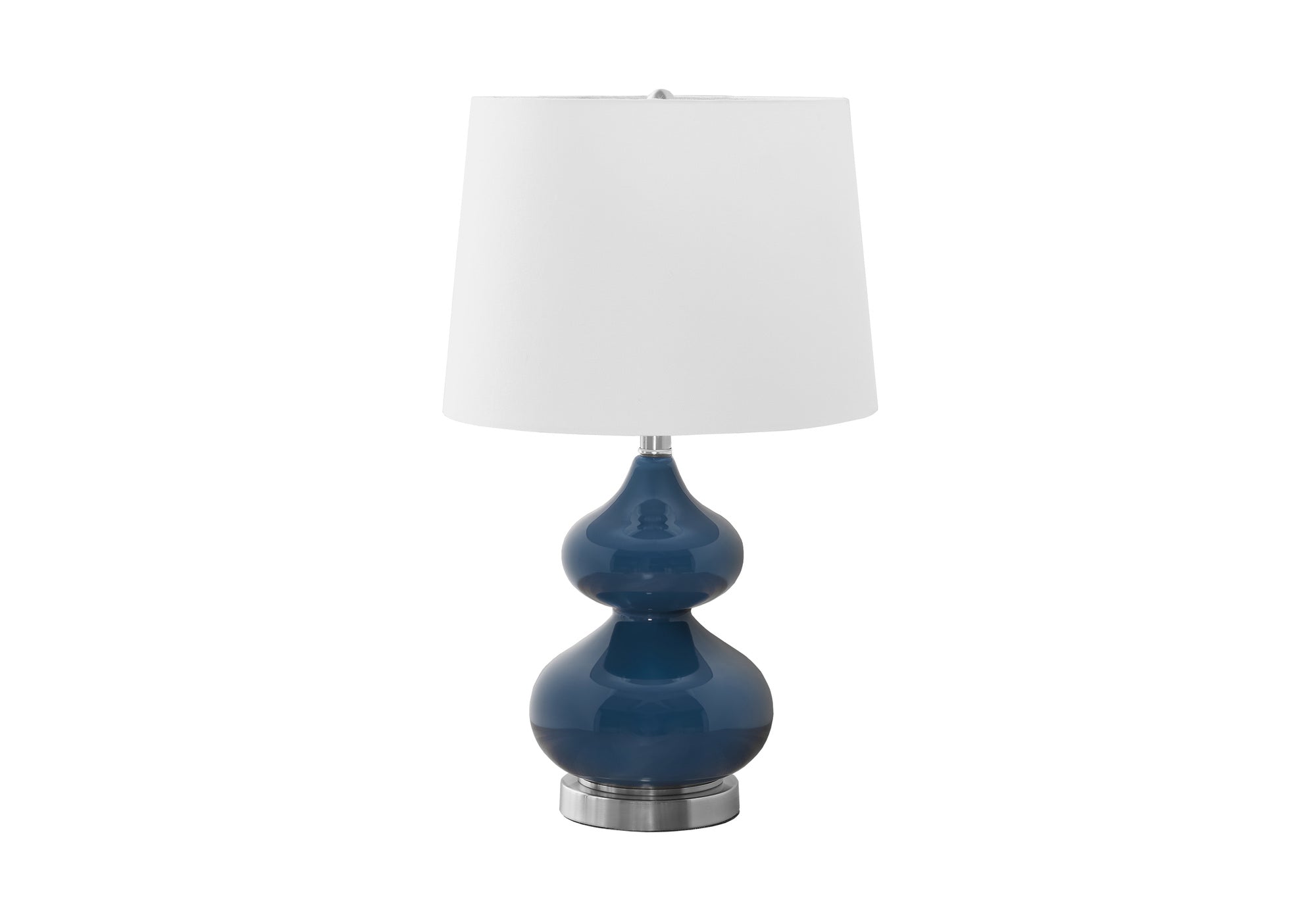 MN-D289767    Lighting, 24"H, Table Lamp, Blue Glass, Ivory / Cream Shade, Contemporary