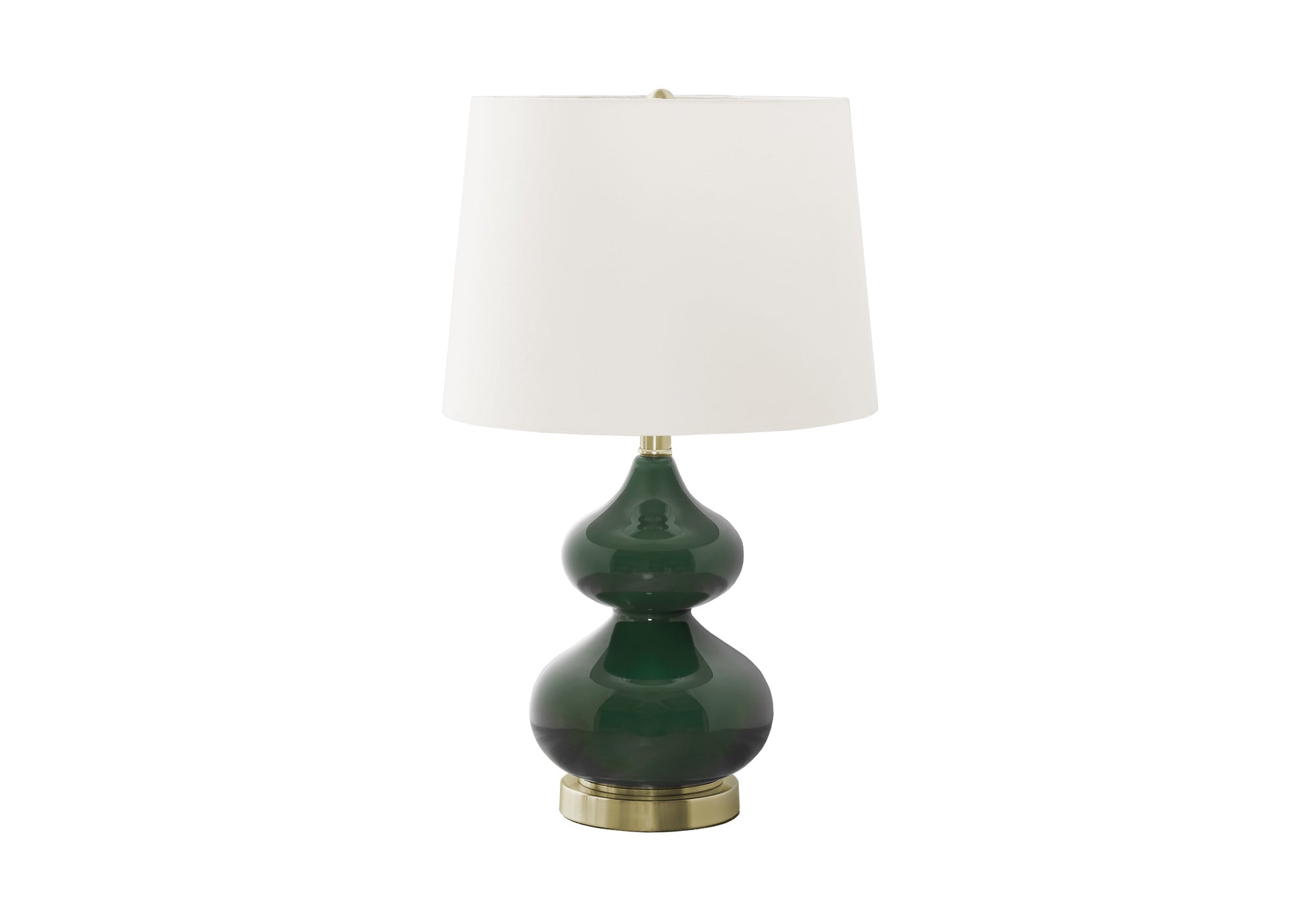 MN-D289768    Lighting, 24"H, Table Lamp, Green Glass, Ivory / Cream Shade, Contemporary