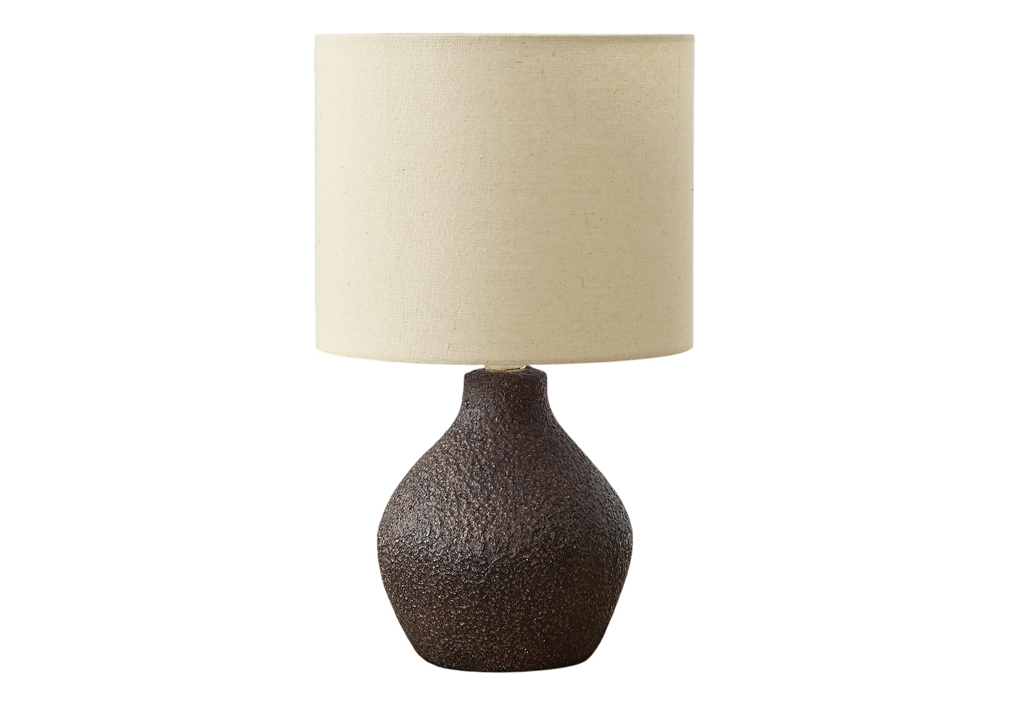 MN-D109772    Lighting, 16"H, Table Lamp, Brown Resin, Beige Shade, Contemporary