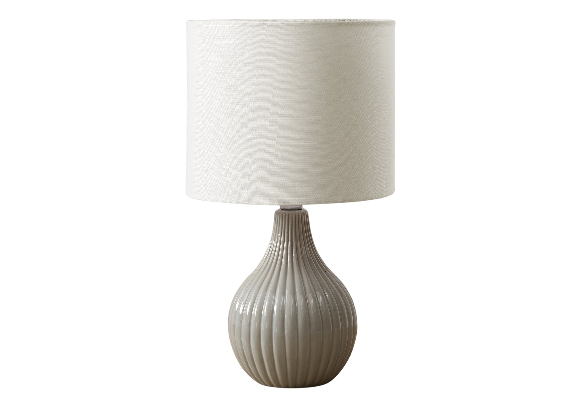 MN-D019774    Lighting, 17"H, Table Lamp, Grey Ceramic, Ivory / Cream Shade, Contemporary