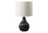 MN-D019775    Lighting, 17"H, Table Lamp, Black Ceramic, Ivory / Cream Shade, Contemporary, Modern