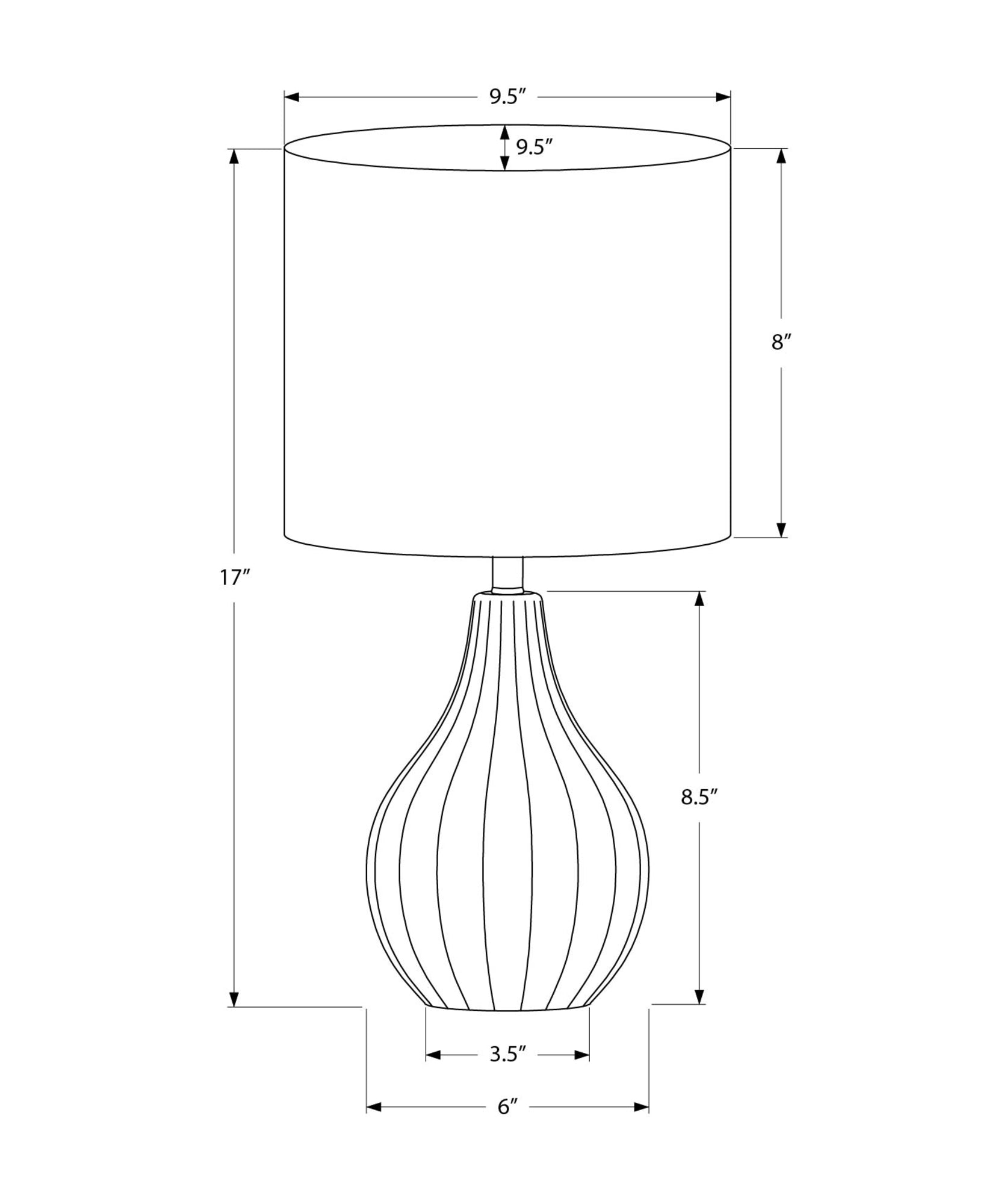MN-D019775    Lighting, 17"H, Table Lamp, Black Ceramic, Ivory / Cream Shade, Contemporary, Modern