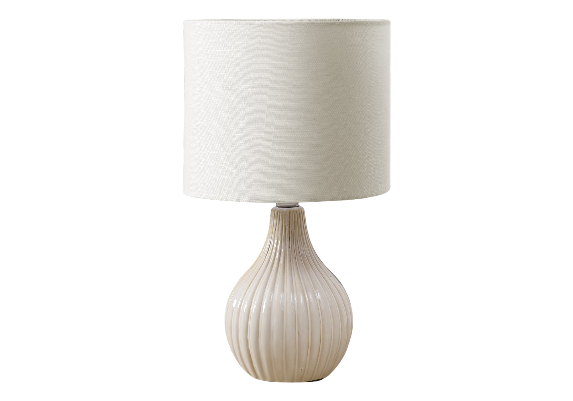 MN-619776    Lighting, 17"H, Table Lamp, Beige Ceramic, Ivory / Cream Shade, Contemporary, Modern