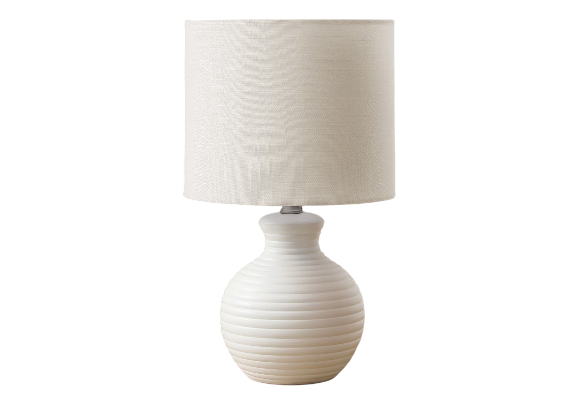 MN-D029777    Lighting, 16"H, Table Lamp, White Resin, Ivory / Cream Shade, Contemporary