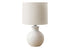MN-D029777    Lighting, 16"H, Table Lamp, White Resin, Ivory / Cream Shade, Contemporary