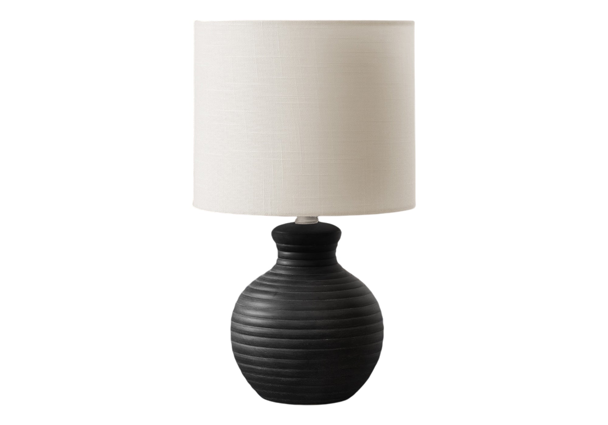 MN-D029778    Lighting, 16"H, Table Lamp, Black Resin, Ivory / Cream Shade, Contemporary
