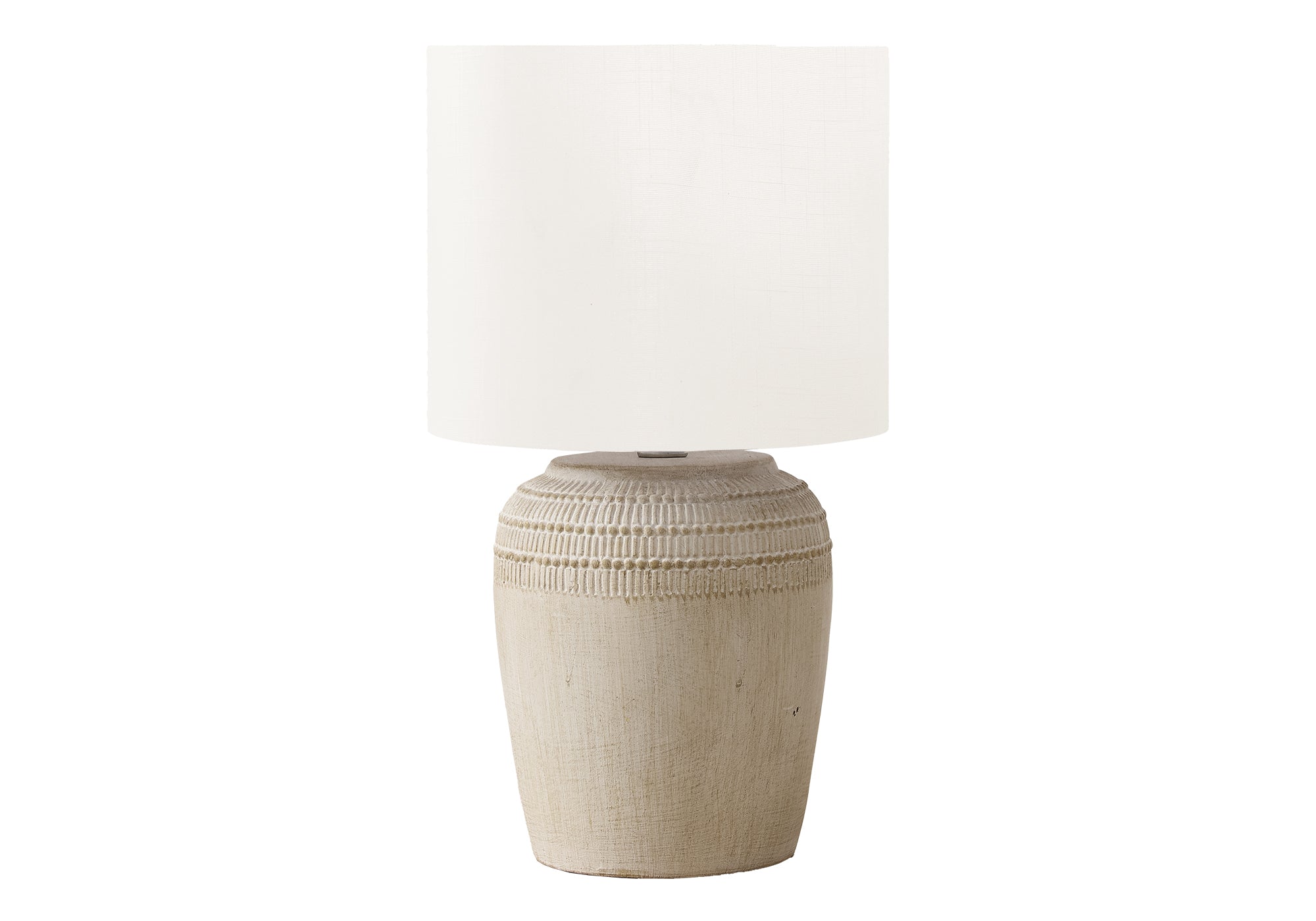 MN-649779    Lighting, 17"H, Table Lamp, Beige Ceramic, Ivory / Cream Shade, Contemporary