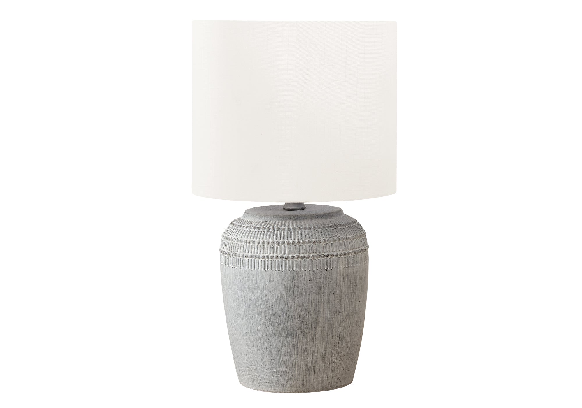 MN-D039780    Lighting, 17"H, Table Lamp, Grey Ceramic, Ivory / Cream Shade, Contemporary