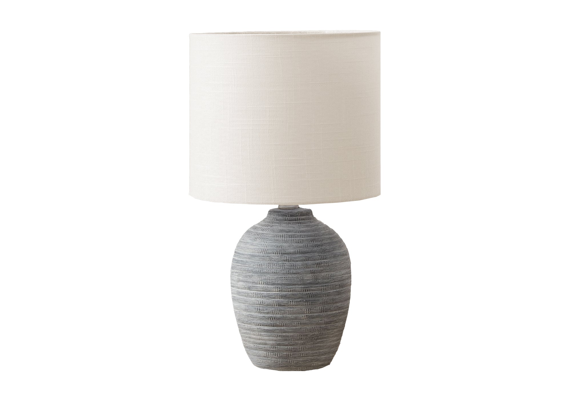 MN-D059788    Lighting, 17"H, Table Lamp, Grey Ceramic, Ivory / Cream Shade, Contemporary, Modern