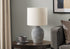 MN-D059788    Lighting, 17"H, Table Lamp, Grey Ceramic, Ivory / Cream Shade, Contemporary, Modern