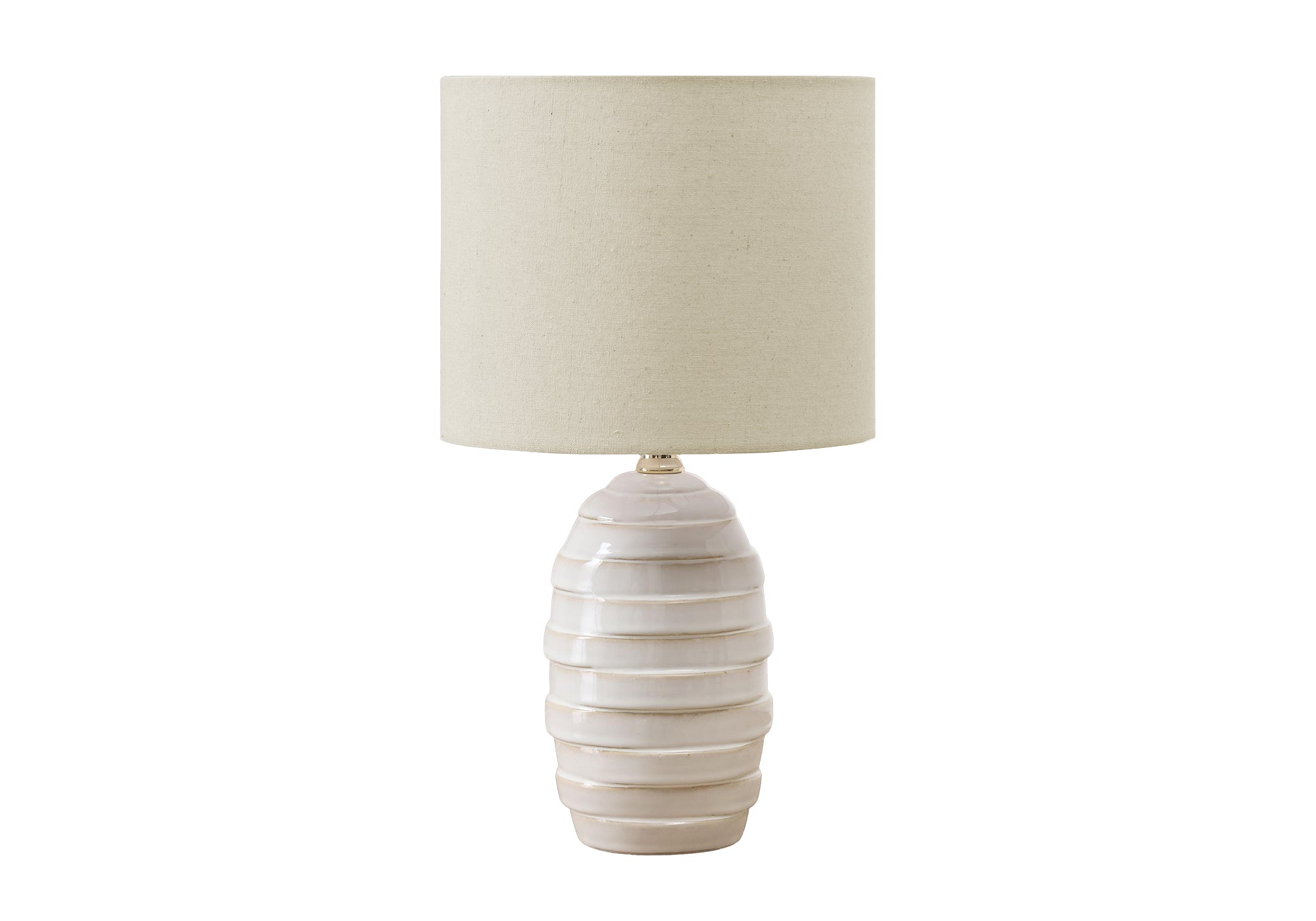 MN-729789    Lighting, 17"H, Table Lamp, Ivory Ceramic, Beige Shade, Contemporary, Modern