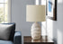 MN-729789    Lighting, 17"H, Table Lamp, Ivory Ceramic, Beige Shade, Contemporary, Modern