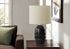 MN-D069790    Lighting, 17"H, Table Lamp, Black Ceramic, Beige Shade, Contemporary, Modern
