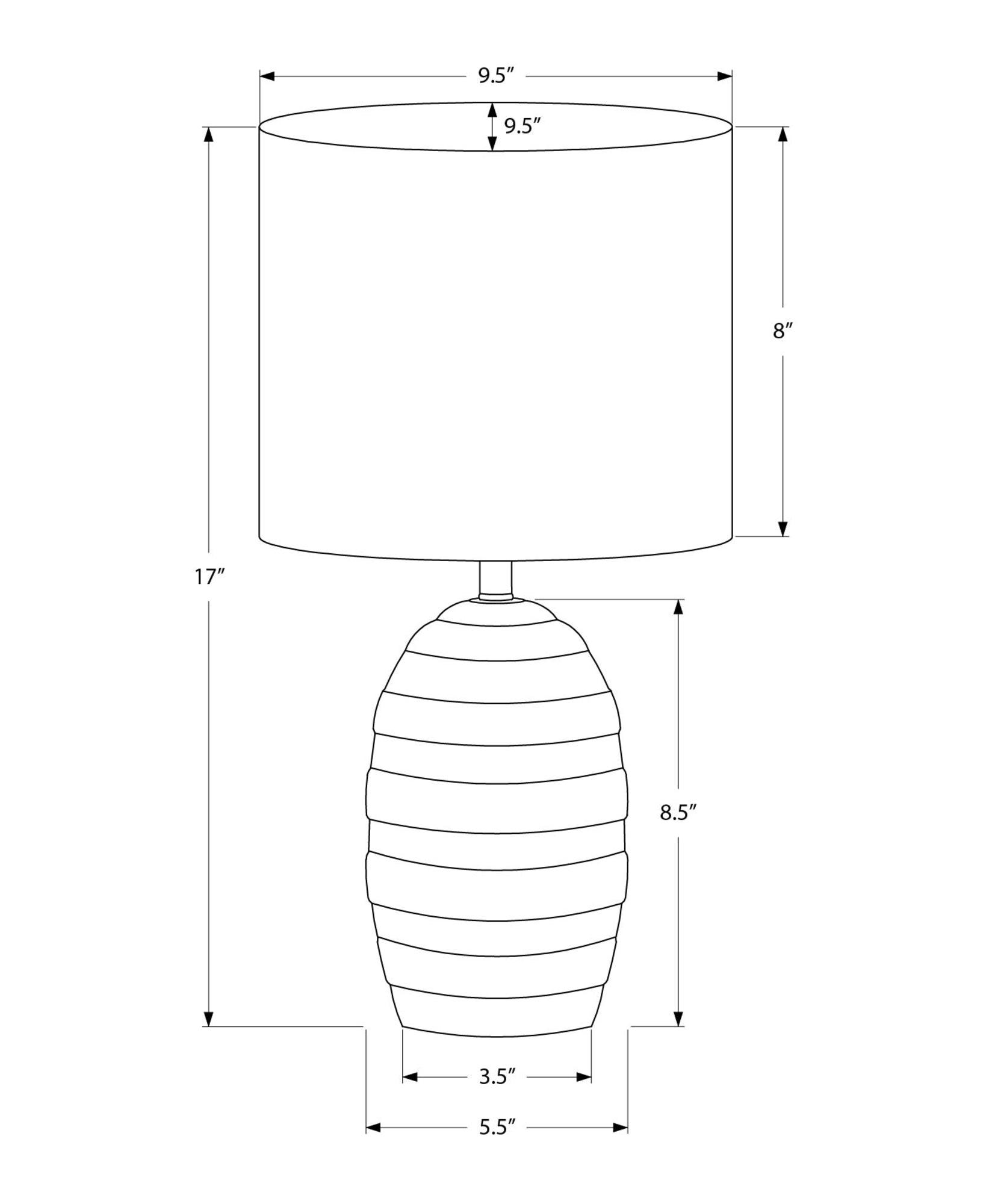 MN-D069790    Lighting, 17"H, Table Lamp, Black Ceramic, Beige Shade, Contemporary, Modern