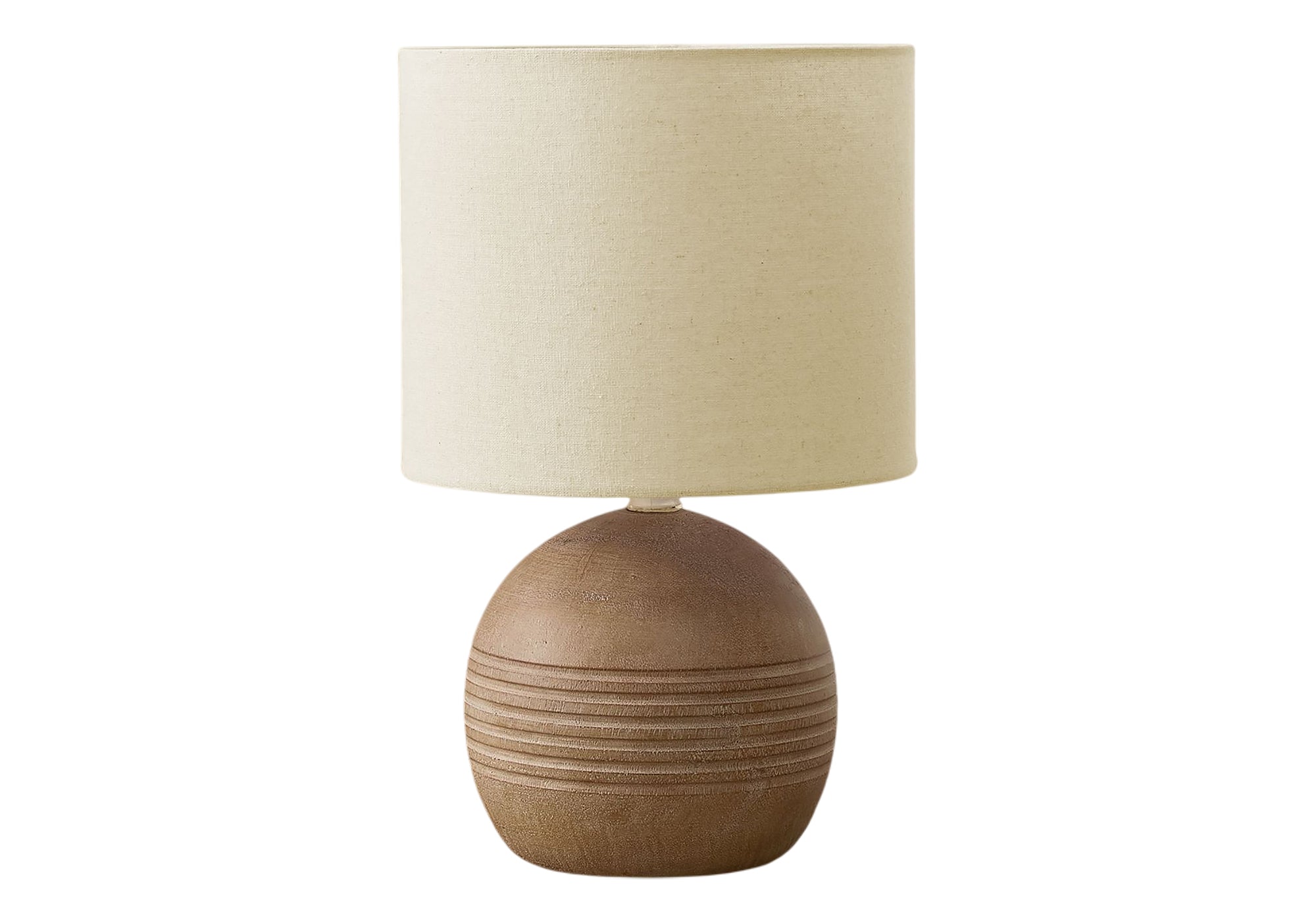 MN-769793    Lighting, 15"H, Table Lamp, Brown Resin, Beige Shade, Contemporary, Modern
