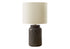 MN-789796    Lighting, 17"H, Table Lamp, Brown Resin, Ivory / Cream Shade, Contemporary, Modern