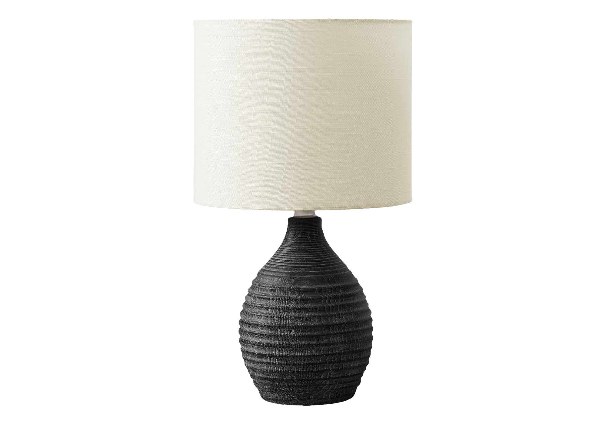 MN-109847    Lighting, 17"H, Table Lamp, Grey Resin, Ivory / Cream Shade, Contemporary, Modern