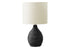 MN-109847    Lighting, 17"H, Table Lamp, Grey Resin, Ivory / Cream Shade, Contemporary, Modern