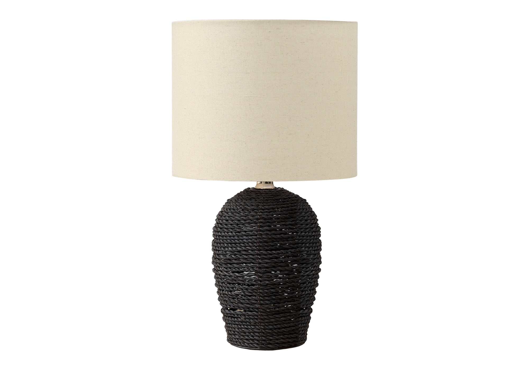 MN-149853    Lighting, 17"H, Table Lamp, Black Rattan, Beige Shade, Transitional