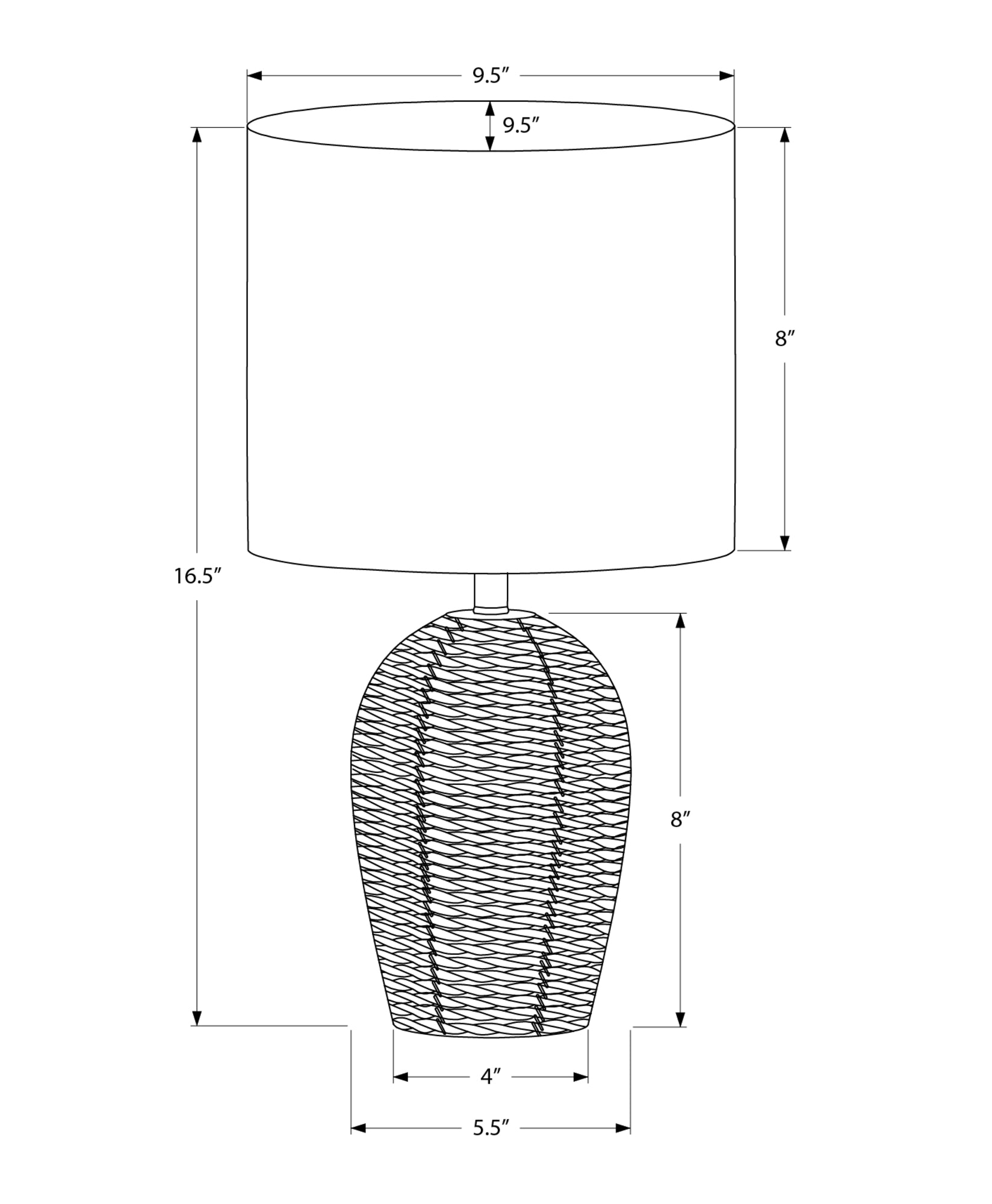 MN-149853    Lighting, 17"H, Table Lamp, Black Rattan, Beige Shade, Transitional