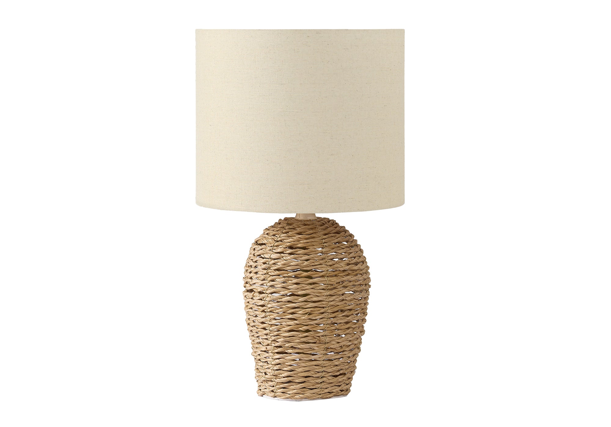 MN-159854    Lighting, 17"H, Table Lamp, Natural Rattan, Beige Shade, Transitional