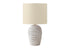 MN-169855    Lighting, 17"H, Table Lamp, White Rattan, Beige Shade, Transitional