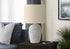 MN-169855    Lighting, 17"H, Table Lamp, White Rattan, Beige Shade, Transitional