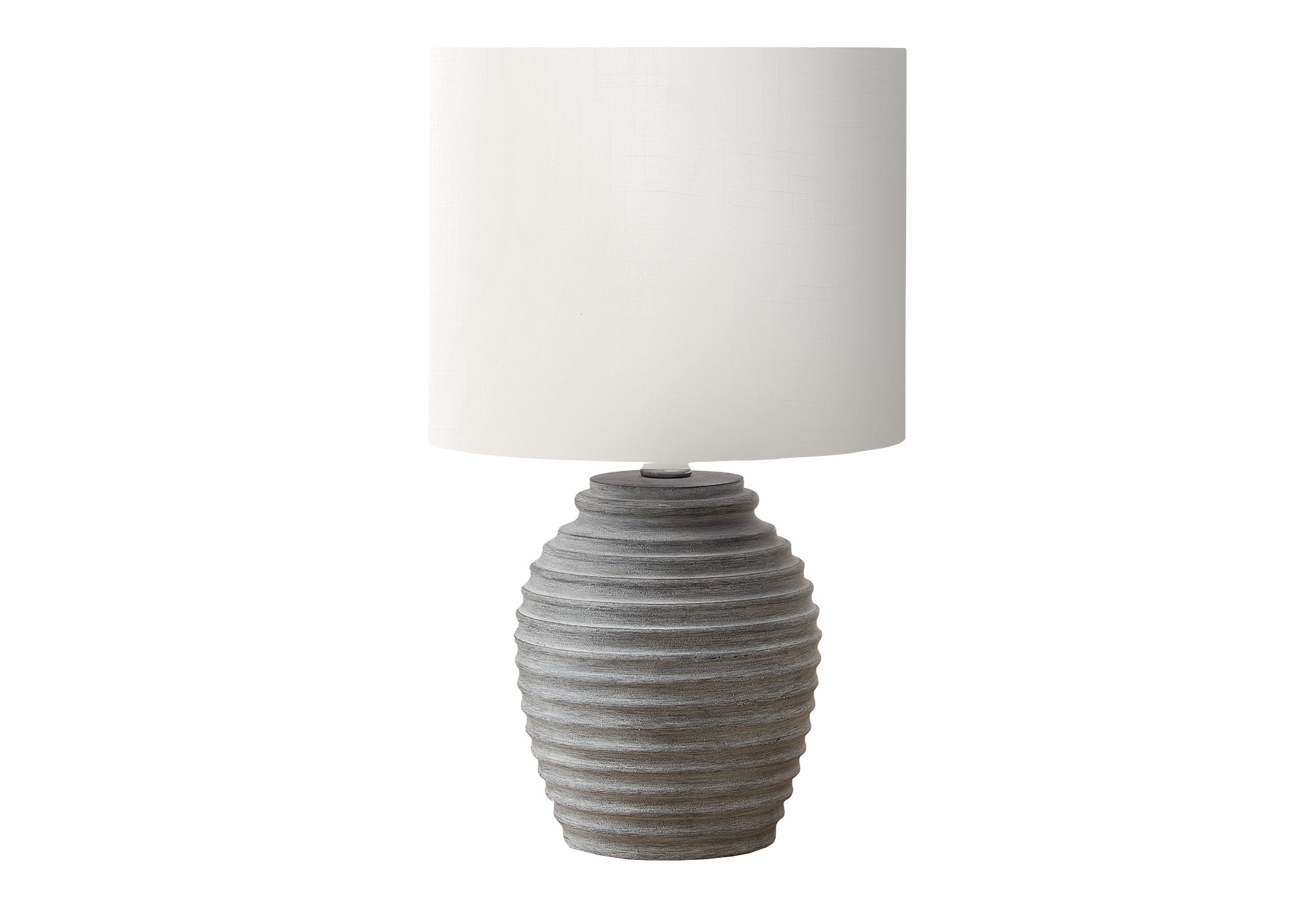 MN-199864    Lighting, 17"H, Table Lamp, Grey Resin, Ivory / Cream Shade, Contemporary