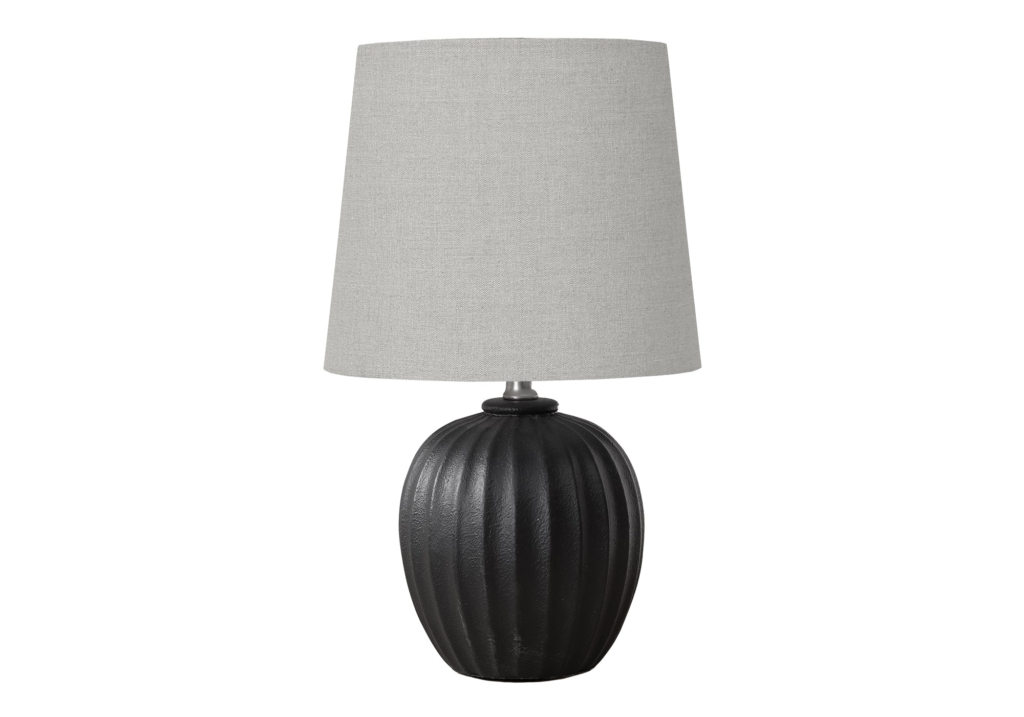 MN-229868    Lighting, 19"H, Table Lamp, Black Resin, Grey Shade, Transitional