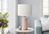 MN-259871    Lighting, 23"H, Table Lamp, Pink Ceramic, Ivory / Cream Shade, Contemporary, Modern
