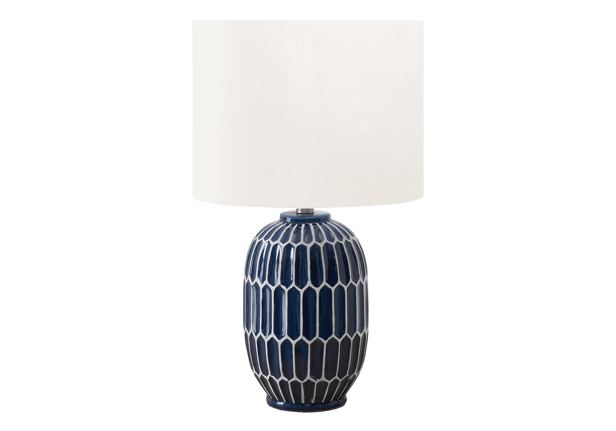 MN-289876    Lighting, 22"H, Table Lamp, Blue Ceramic, Ivory / Cream Shade, Contemporary, Modern