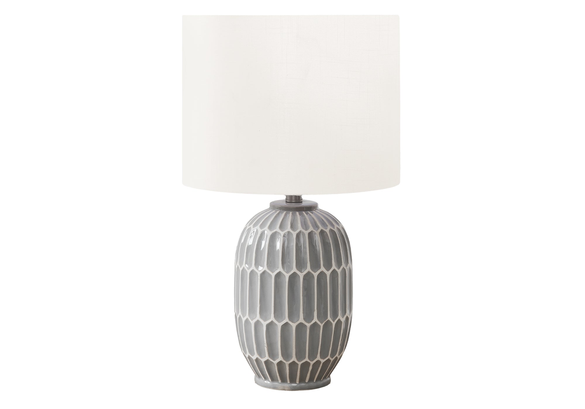MN-309878    Lighting, 22"H, Table Lamp, Grey Ceramic, Ivory / Cream Shade, Contemporary, Modern