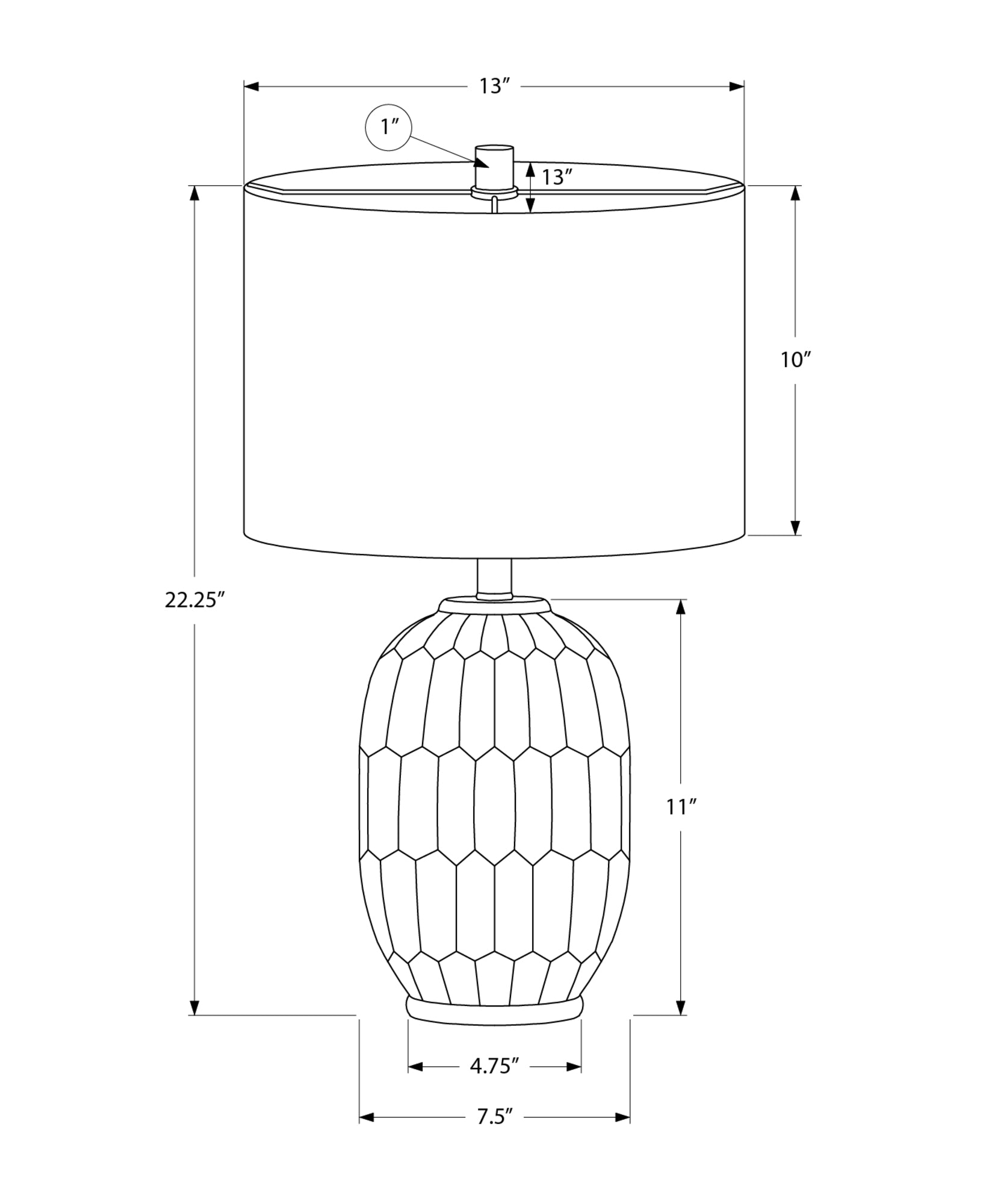 MN-309878    Lighting, 22"H, Table Lamp, Grey Ceramic, Ivory / Cream Shade, Contemporary, Modern