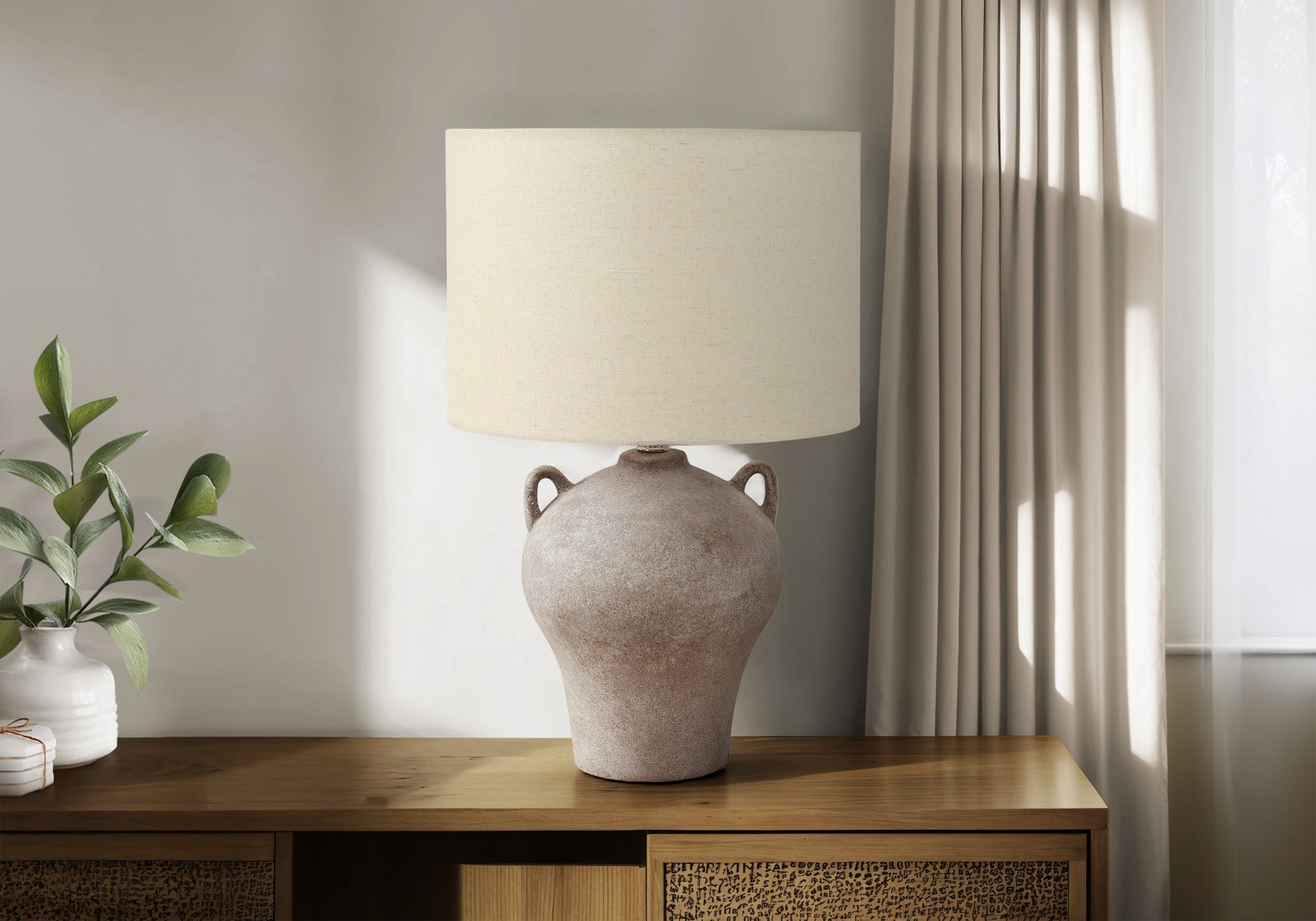 MN-349884    Lighting, 22"H, Table Lamp, Beige Ceramic, Beige Shade, Transitional